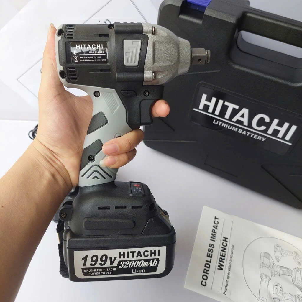 Siết bulong Hitachi 199v không chổi than Chân pin phổ thông 4cm
